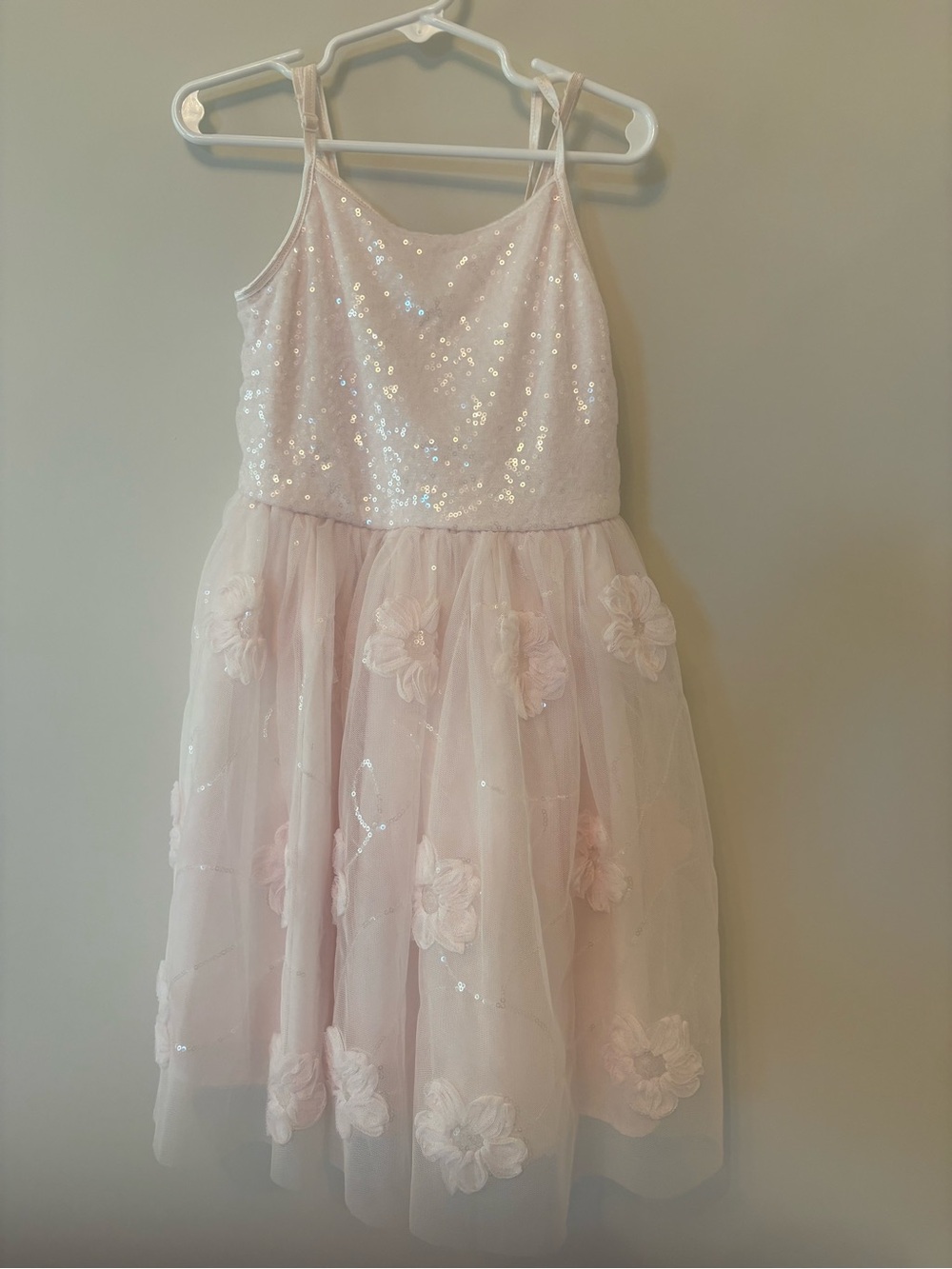 Zhenzi Light Pink Sequin & Floral Tulle Party Dress for Girls